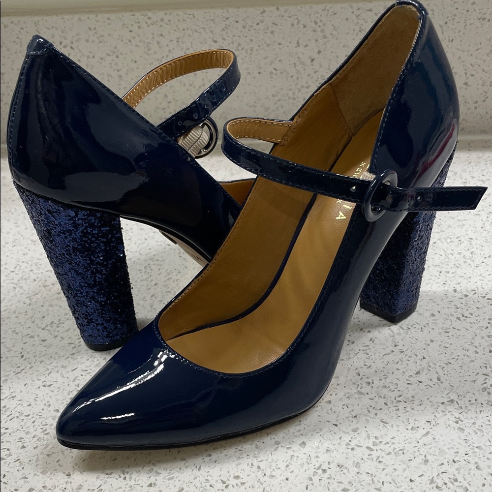 Navy Patent Mary Jane Heels